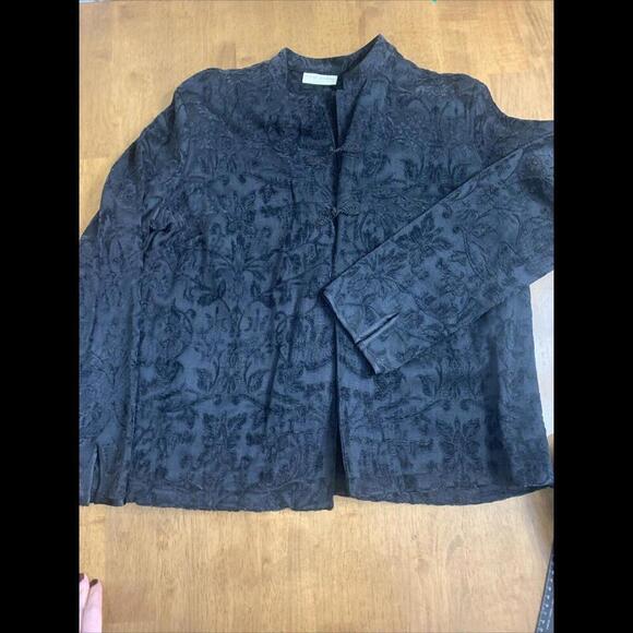Marsh Landing Jackets & Blazers - Marsh Landing Jacket Womens XL Brocade Frog Buttons Black Floral Asian I…